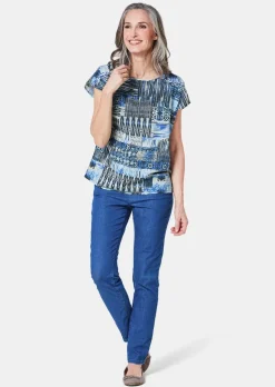 Ultraleichte Druckbluse aus reiner Baumwolle