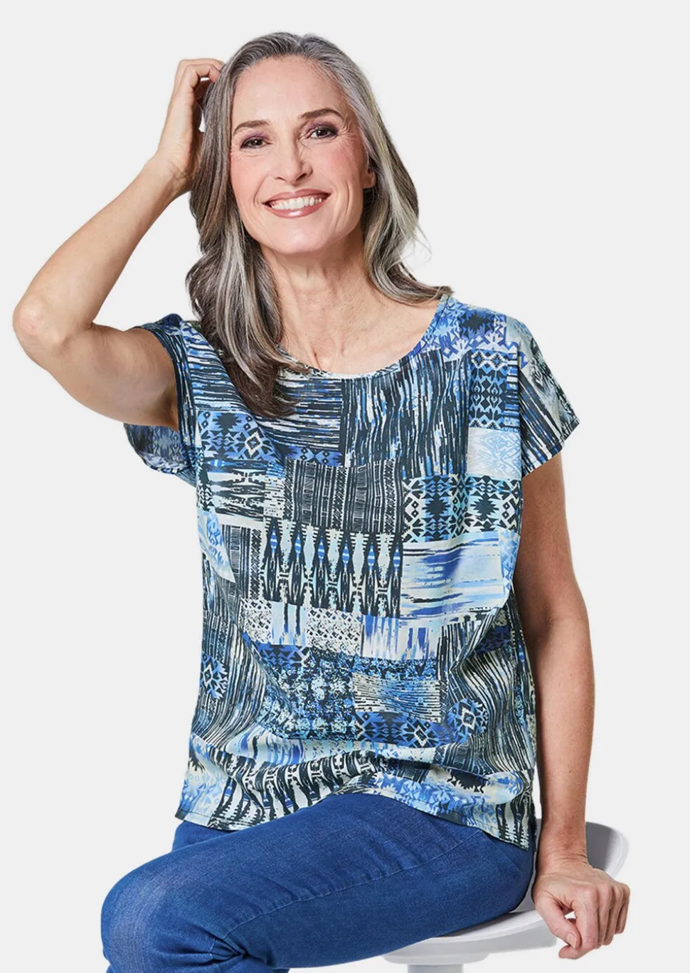 Ultraleichte Druckbluse aus reiner Baumwolle