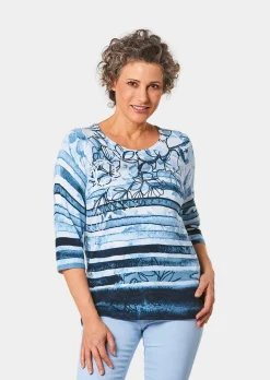 Unkomplizierter Druckpullover mit schimmernden Schmucksteinen