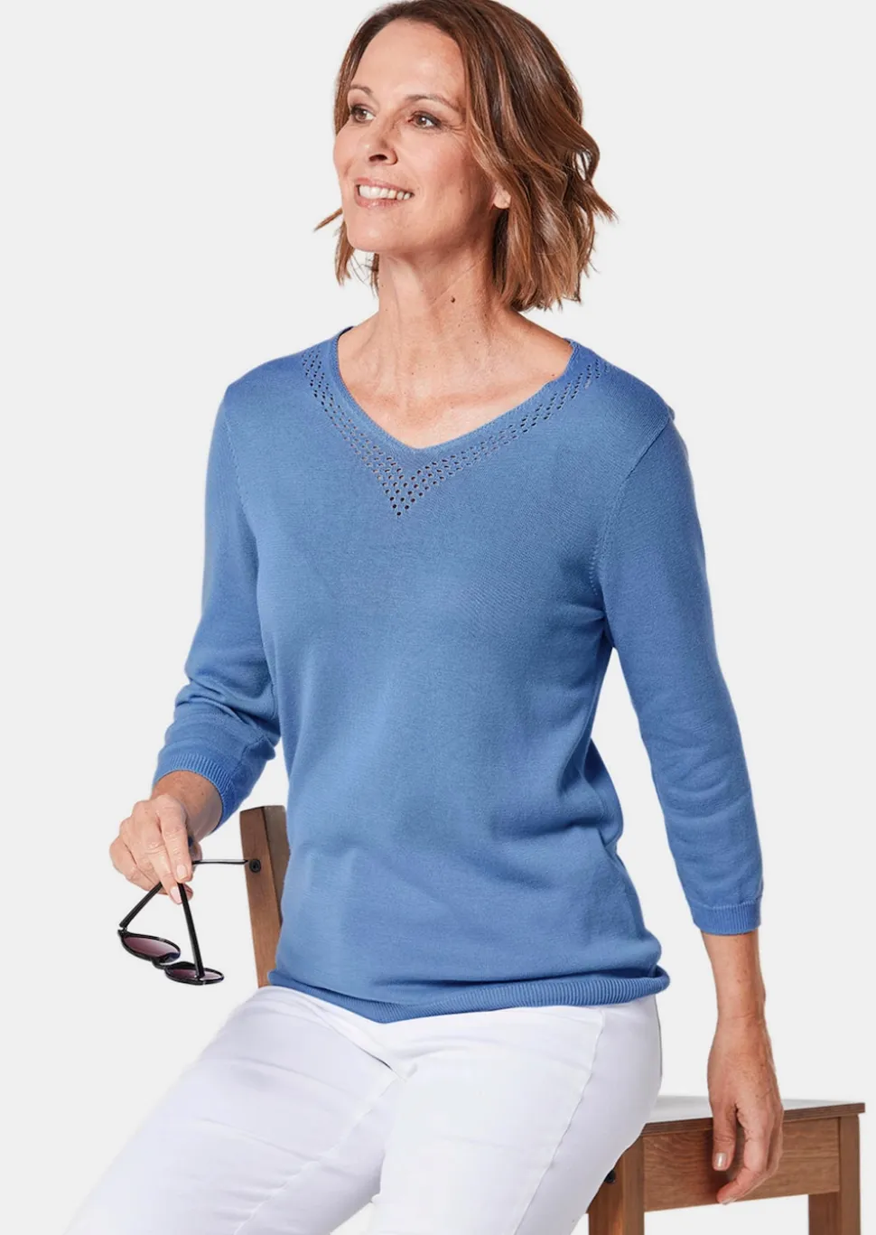 Unkomplizierter Pullover mit V-Ausschnitt