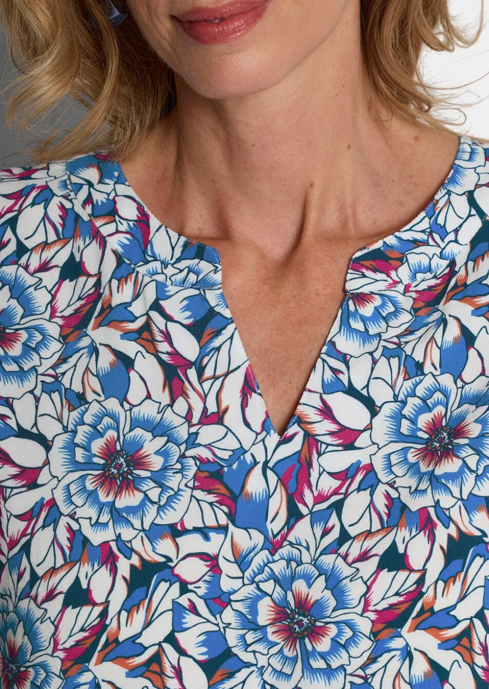 Viskose-Bluse mit Blumenmuster