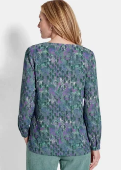 Viskose-Bluse mit Rundhals und Bindeband