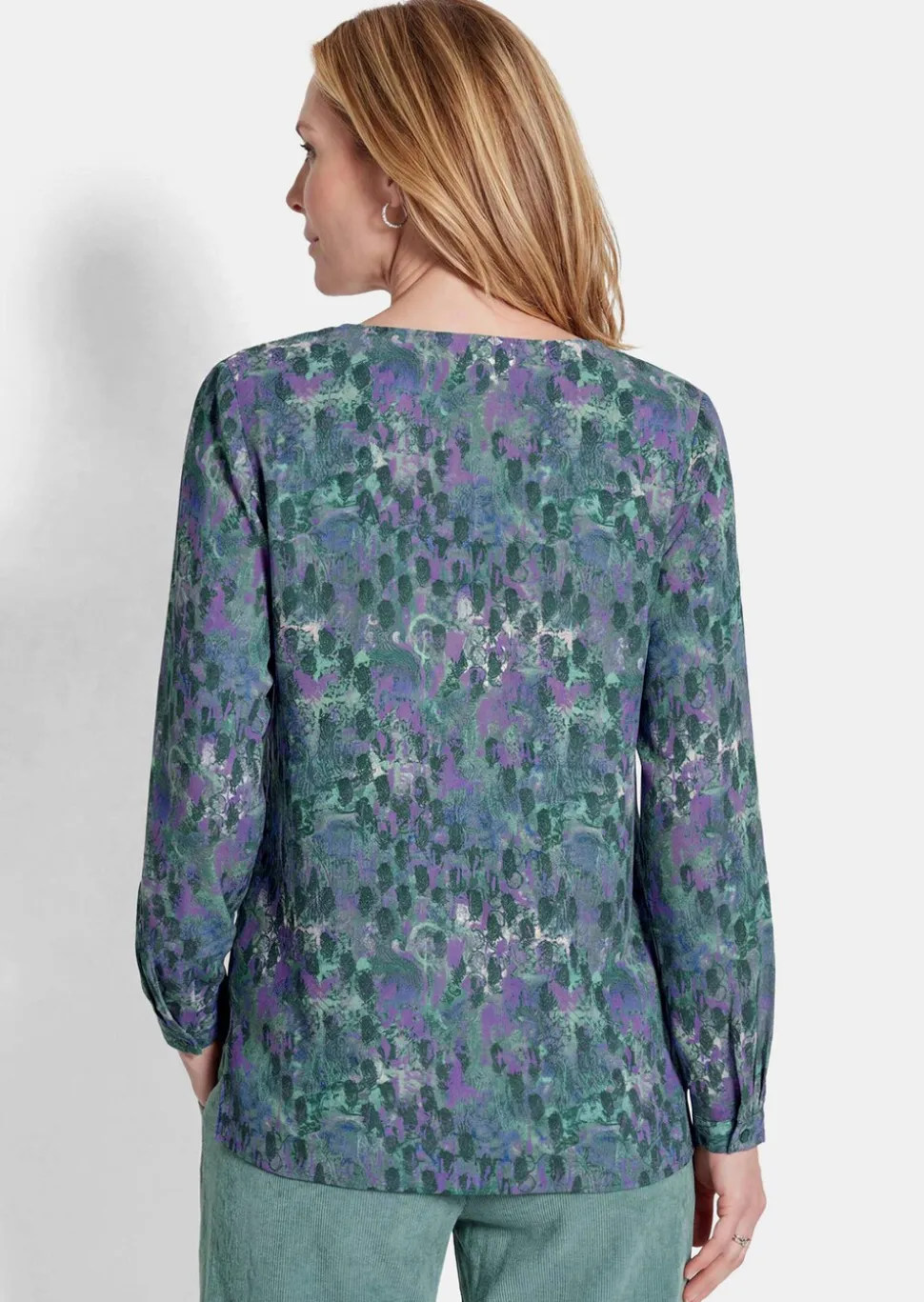 Viskose-Bluse mit Rundhals und Bindeband