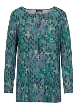 Viskose-Bluse mit Rundhals und Bindeband