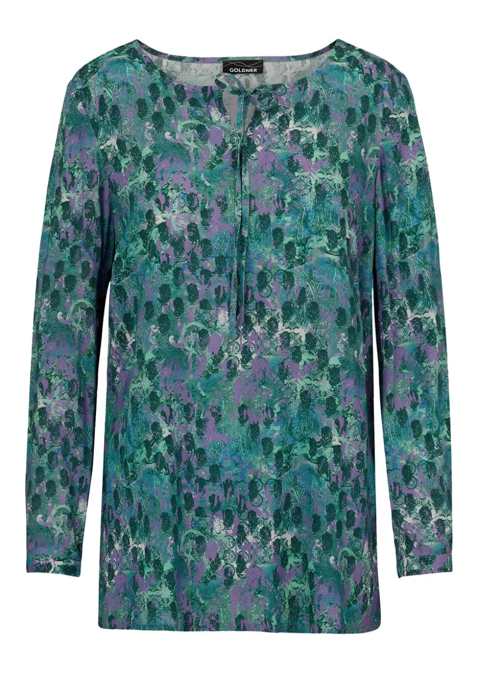 Viskose-Bluse mit Rundhals und Bindeband