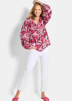 Viskose-Bluse mit Statement-Ärmeln
