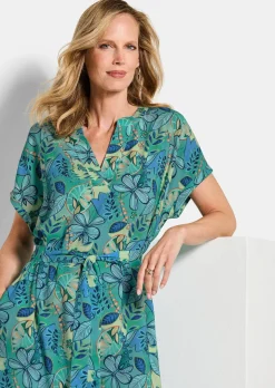 Viskose-Kleid mit Bindegürtel