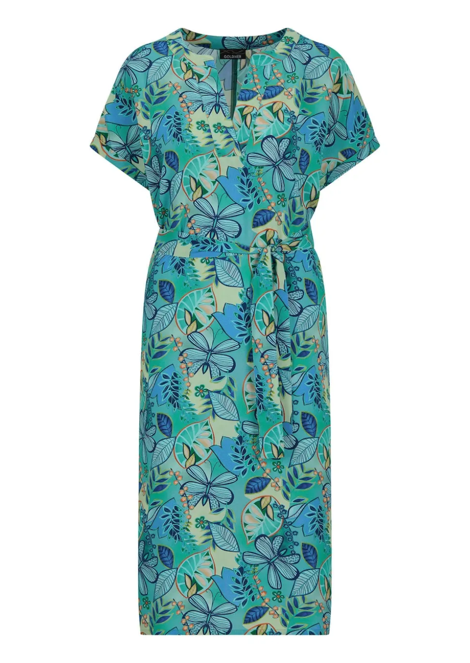 Viskose-Kleid mit Bindegürtel