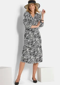 Viskose-Kleid mit V-Ausschnitt