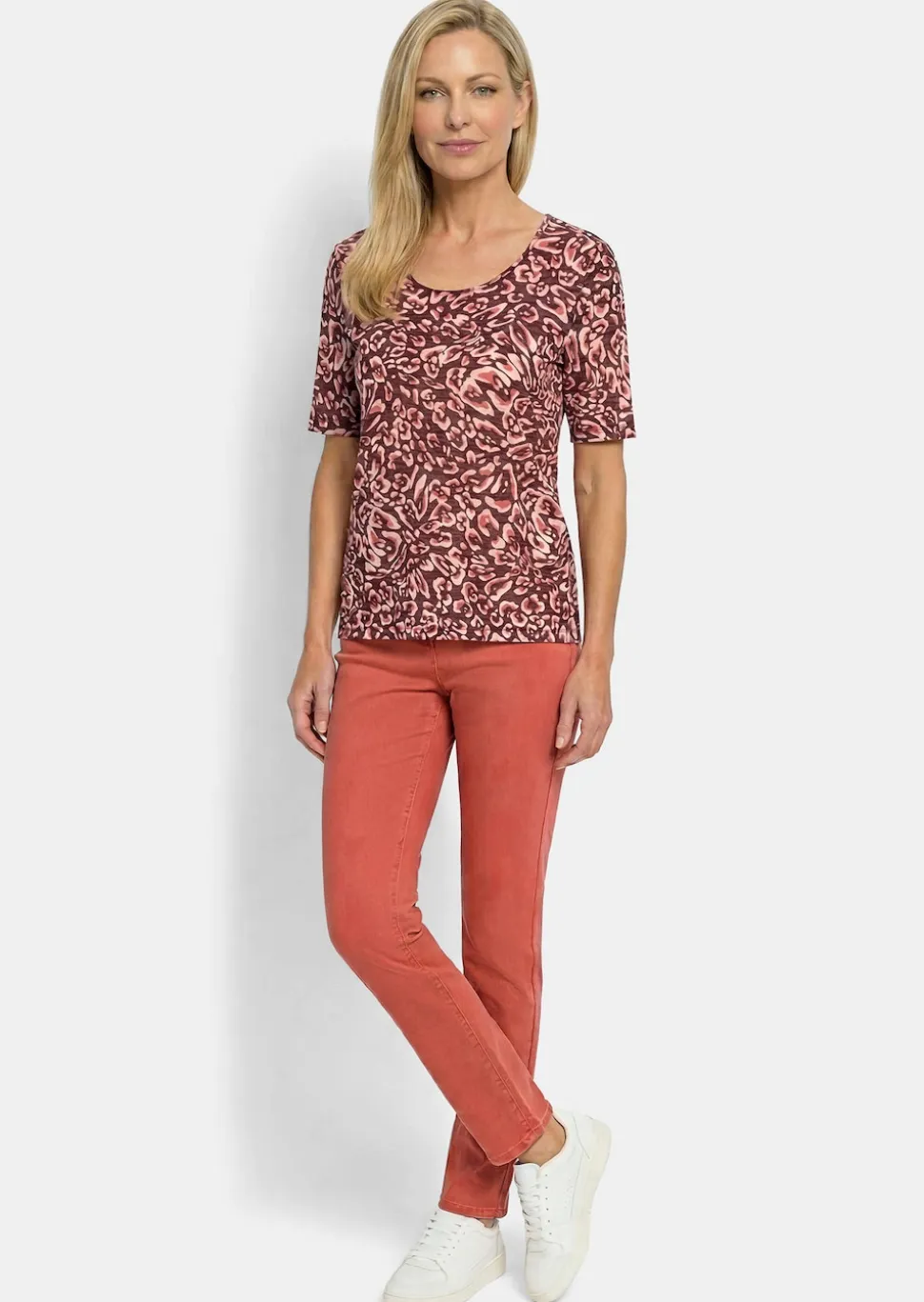 Viskoseshirt mit abstraktem Floraldruck