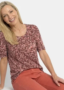 Viskoseshirt mit abstraktem Floraldruck