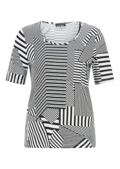 Viskoseshirt mit abstraktem Streifendruck