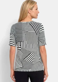 Viskoseshirt mit abstraktem Streifendruck
