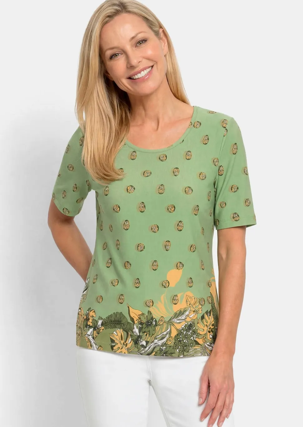 Viskoseshirt mit Blüten- und Blätter-Print