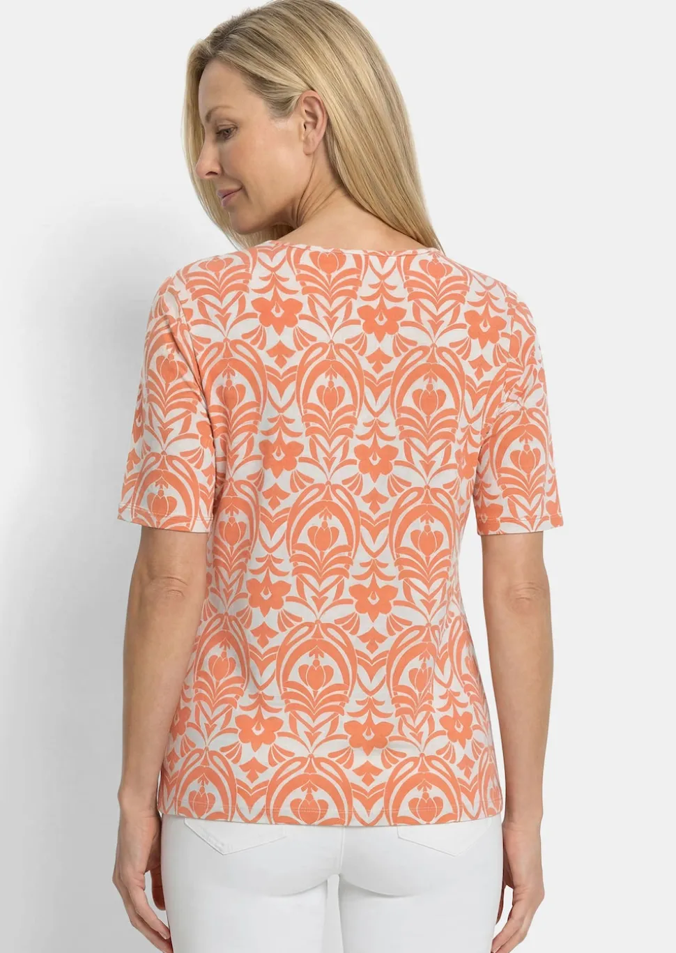 Viskoseshirt mit femininem Ornamentmuster