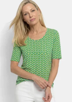 Viskoseshirt mit geometrischem Minimal-Print