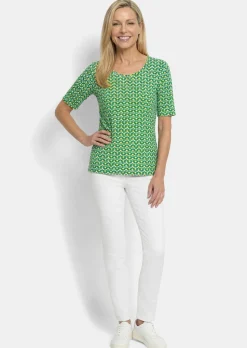 Viskoseshirt mit geometrischem Minimal-Print