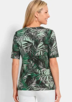 Viskoseshirt mit Palmenprint