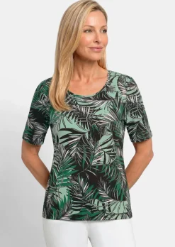 Viskoseshirt mit Palmenprint
