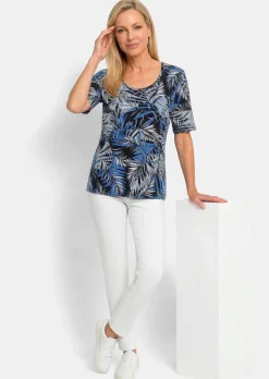 Viskoseshirt mit Palmenprint