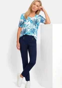 Viskoseshirt mit sommerlichem Blätterprint