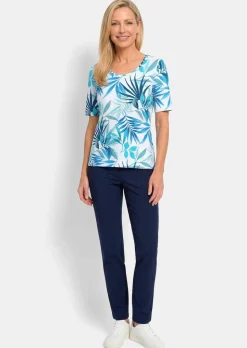 Viskoseshirt mit sommerlichem Blätterprint