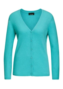 Weiche Kaschmirstrickjacke mit V-Ausschnitt