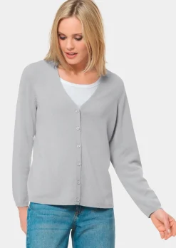 Weiche Kaschmirstrickjacke mit V-Ausschnitt