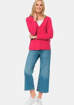 Weiche Kaschmirstrickjacke mit V-Ausschnitt