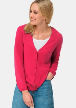 Weiche Kaschmirstrickjacke mit V-Ausschnitt