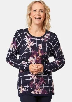 Weicher Druckpullover in Feinstrick