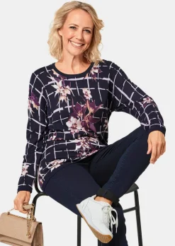 Weicher Druckpullover in Feinstrick