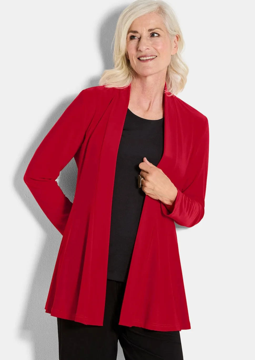 Weich fallende Jersey-Longjacke