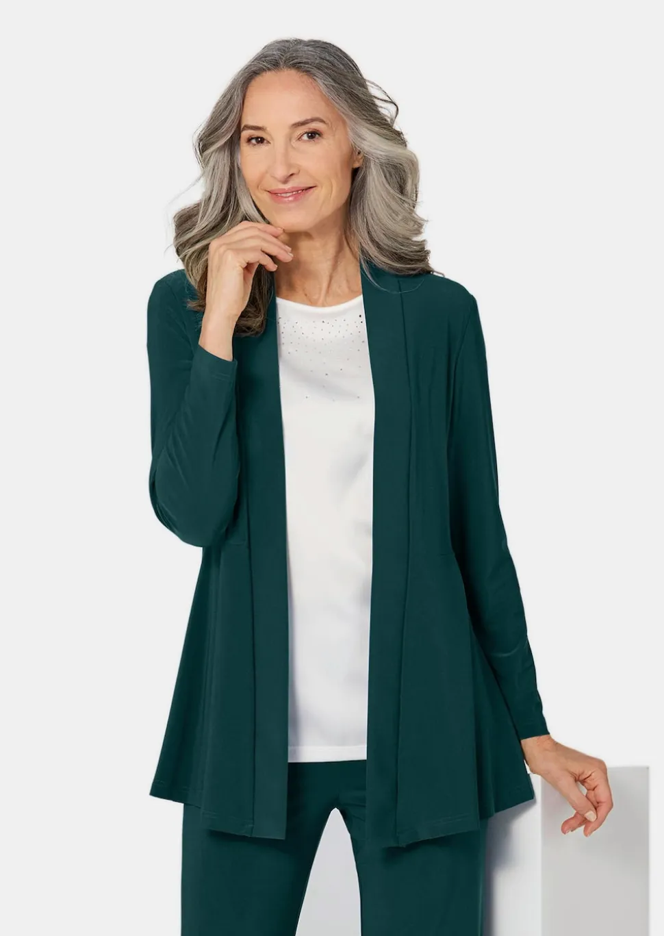 Weich fallende Jersey-Longjacke