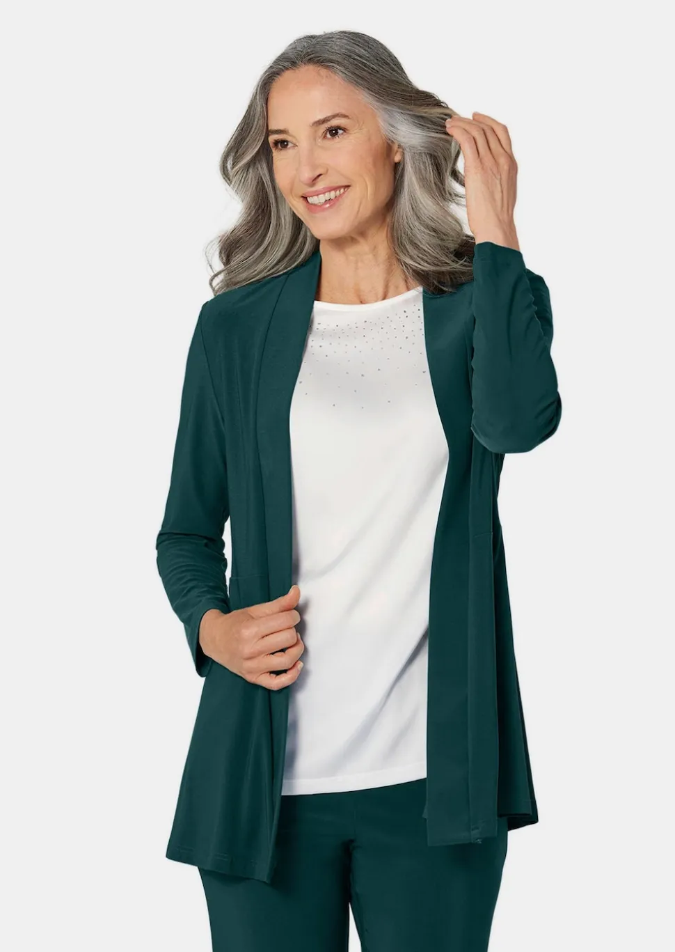 Weich fallende Jersey-Longjacke