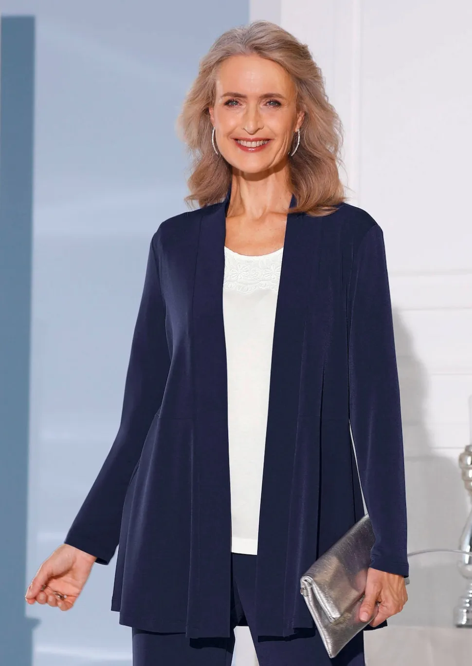 Weich fallende Jersey-Longjacke