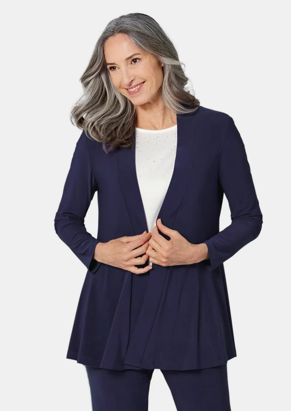 Weich fallende Jersey-Longjacke