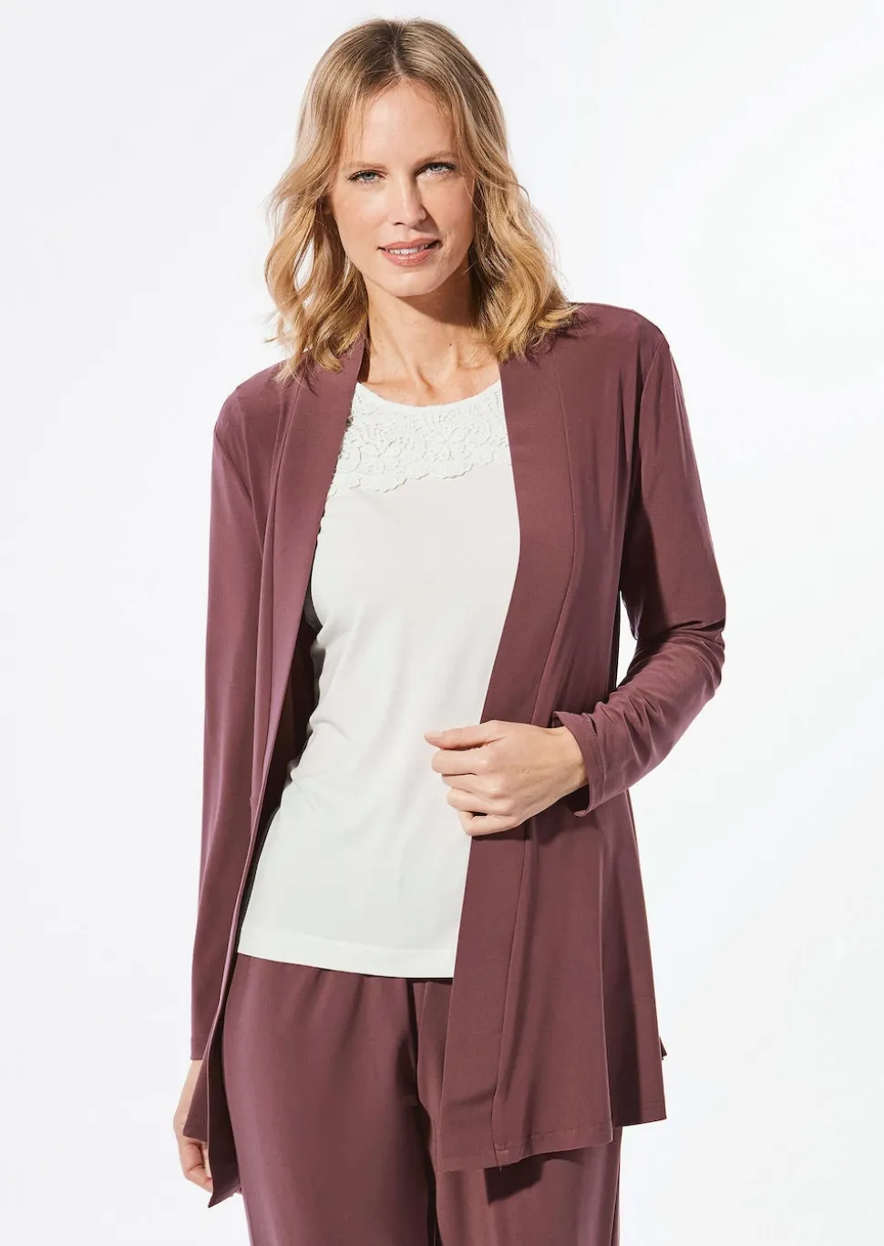 Weich fallende Jersey-Longjacke