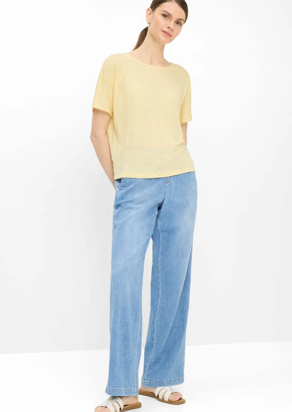 Weite Schlupfhose in leichter Denim-Qualität