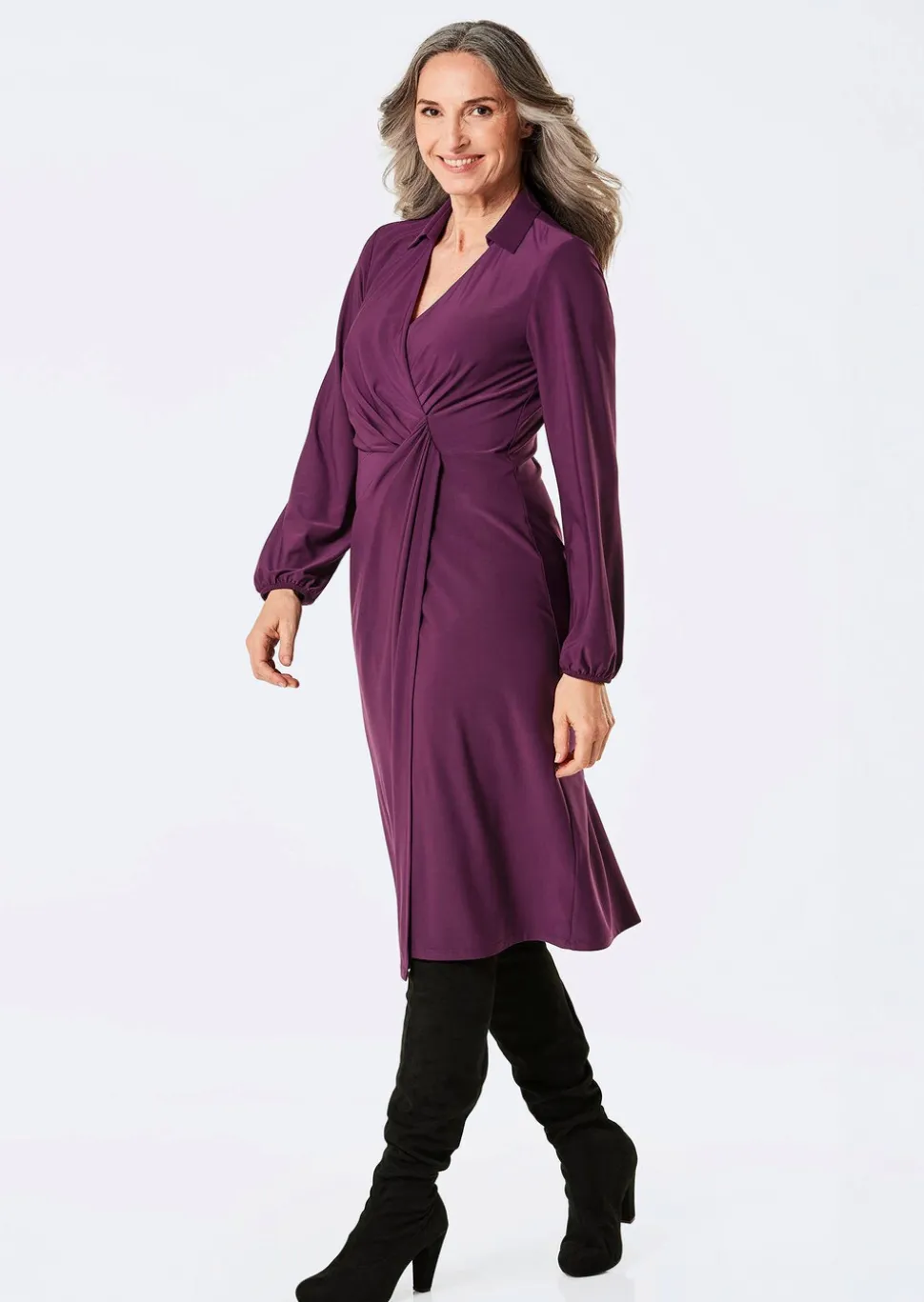 Wickelkleid mit Hemdkragen