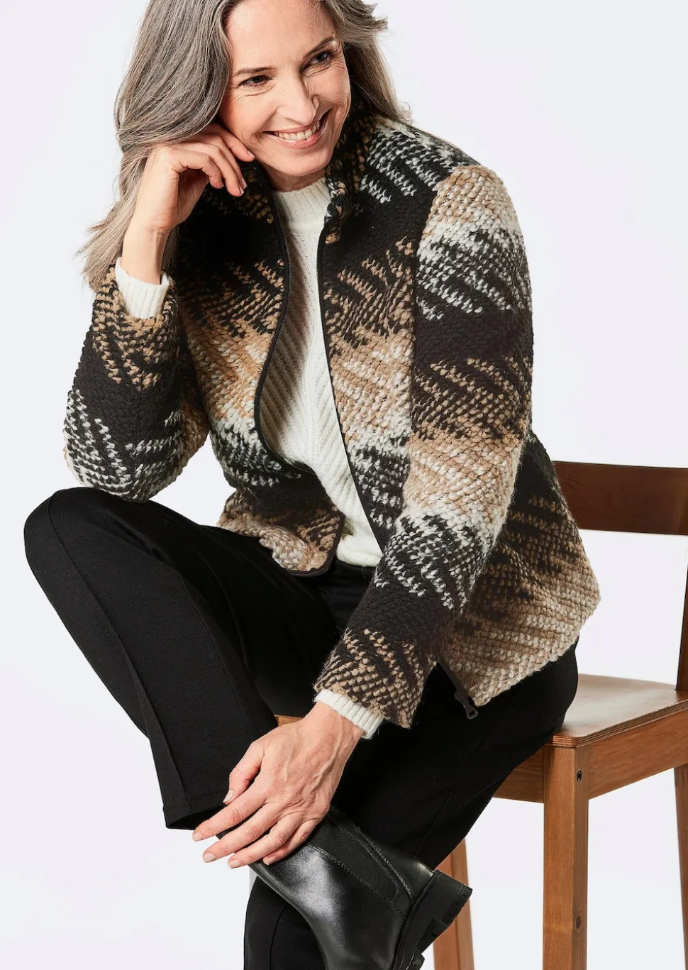Wolljacke mit Jacquardmuster