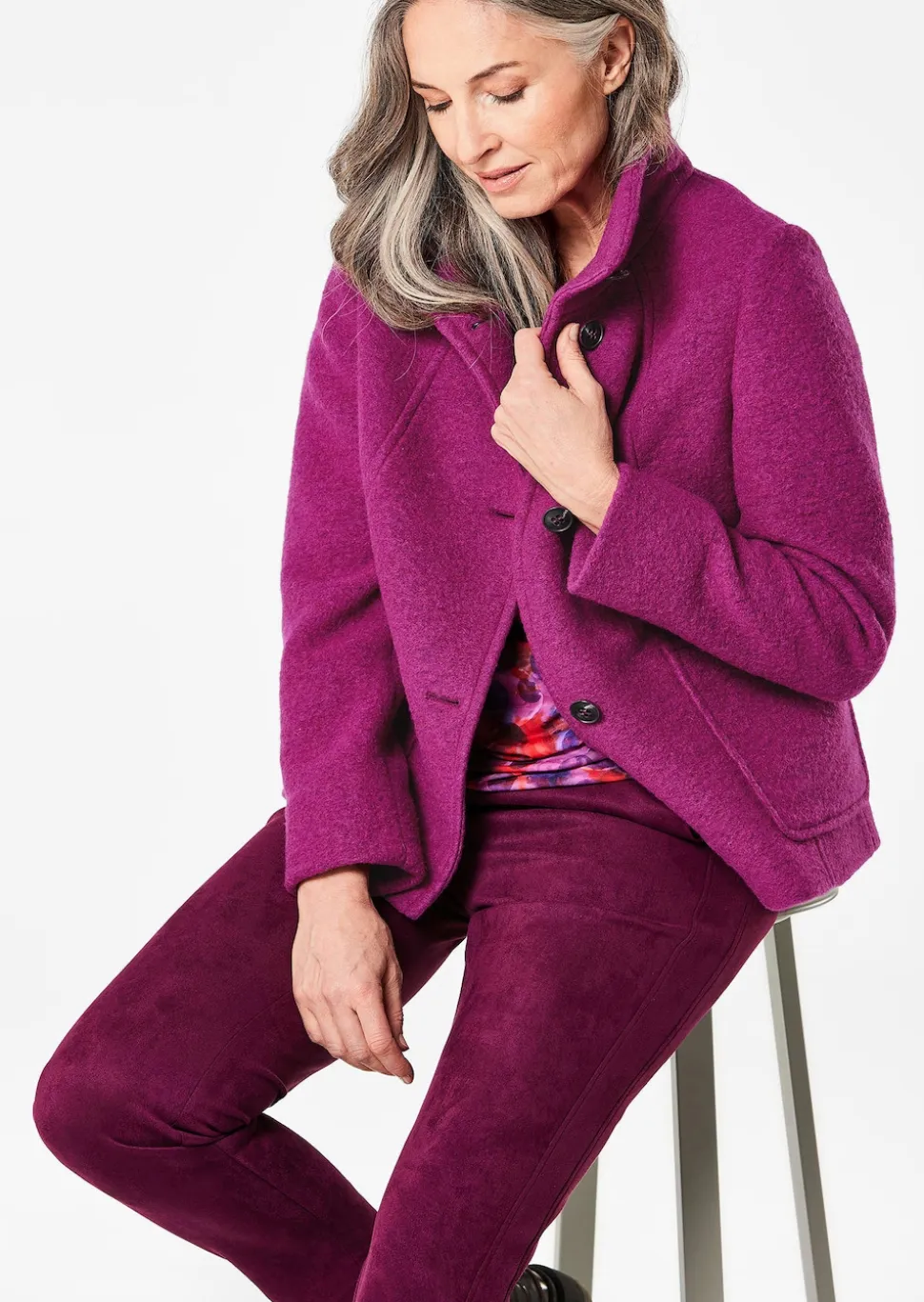 Wollmix Jacke mit Stehkragen