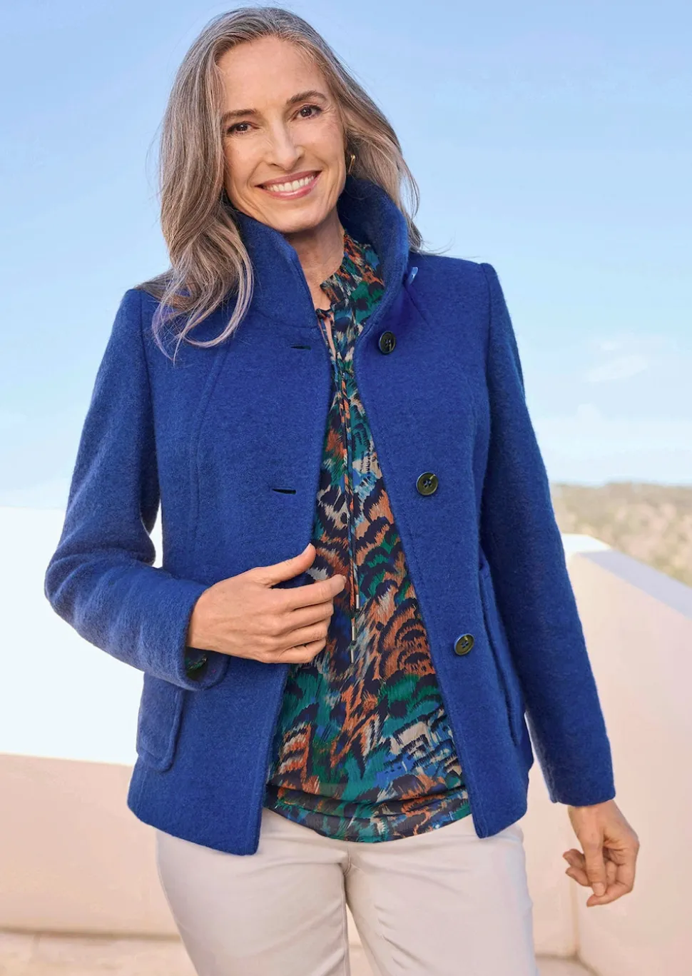 Wollmix Jacke mit Stehkragen
